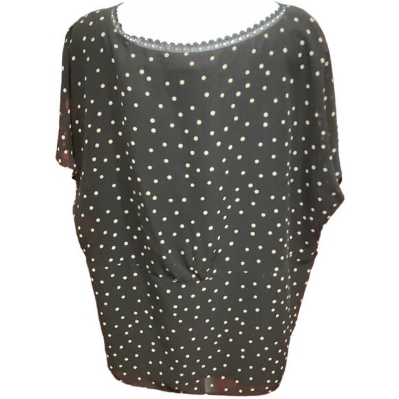 Beautiful Apostrophe Women's Plus Polka Dot Short Sleeve Top, Size 20W Feminine - Picture 3 of 6